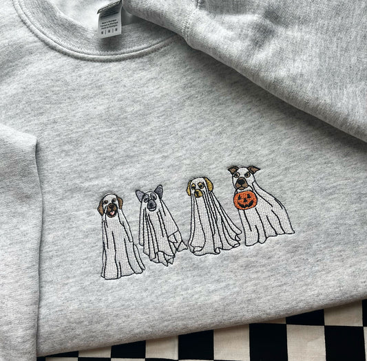 Ghost Pup Embroidered Crewneck